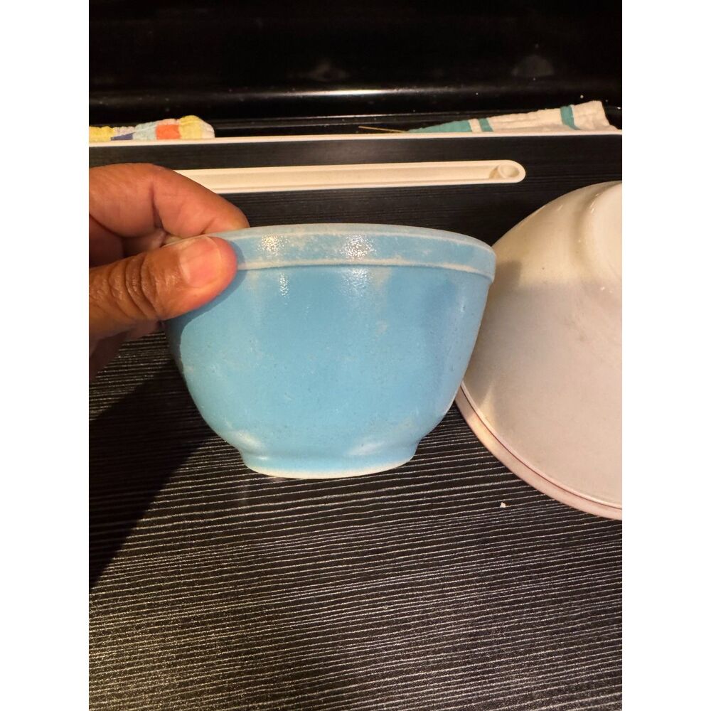 Vintage PYREX Blue Mixing Bowl 5¾" USA Milk Glass